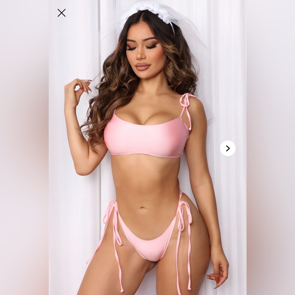 Pink Satin BRIDE Bikini with Veil Headband- Unopened in Packaging Size S and XL